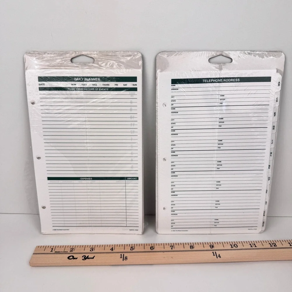 Vtg 92 Mead Cambridge Undated Daily Planner Telephone Address Refill Sheets READ